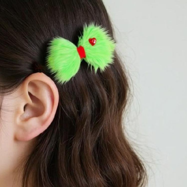 Hair Clip/Headband Plush Green Design Easy Snap Fastener Jewelry For Christmas Celebrations Family Gatherings