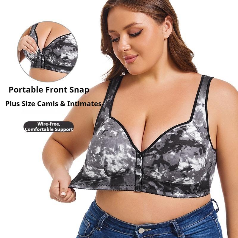 Oversized Bra European and American No Underwire Vest Style Creative Printed Front Clasp Underwear