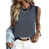 Summer New Style Women's Round-neck Sleeveless Striped Knitted Cardigan Top with Open Front Sweater