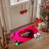 Soft Valentine Day Floor Mat Weaving Texture Rose Door Mat Romantic Heart Anti Slip Mat  Entryway