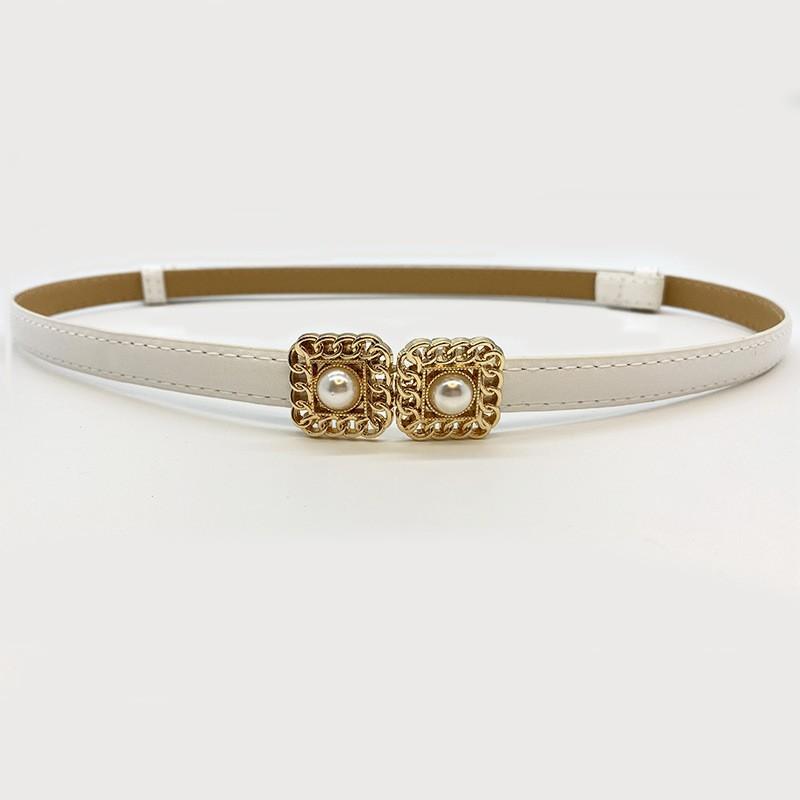 Skirt decorative belt for women fashion casual pearl buckle imitation leather adjustable belt waist seal for women