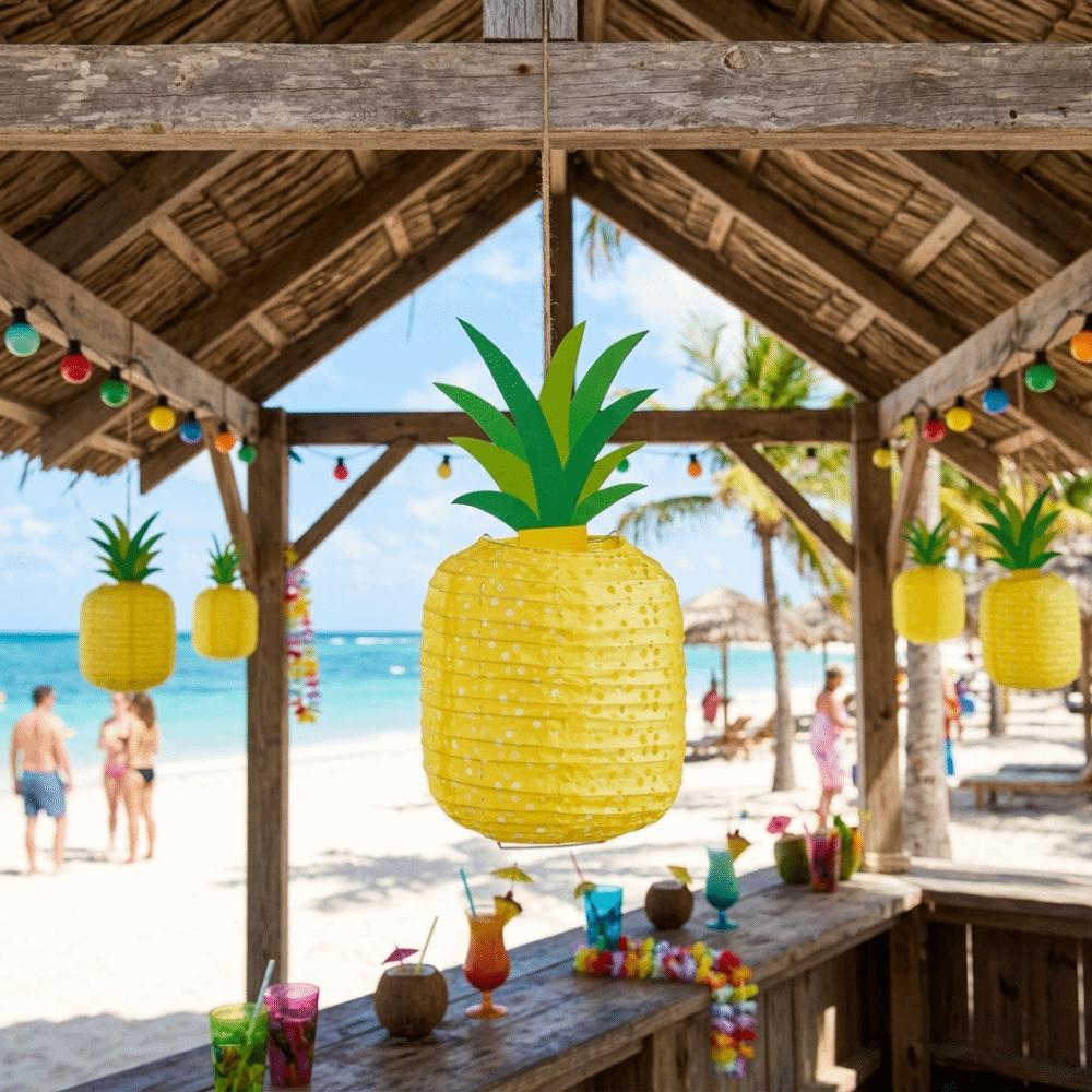 3PCS Foldable Pineapple Paper Lanterns Hawaiian Festival Lantern Photo Opportunities