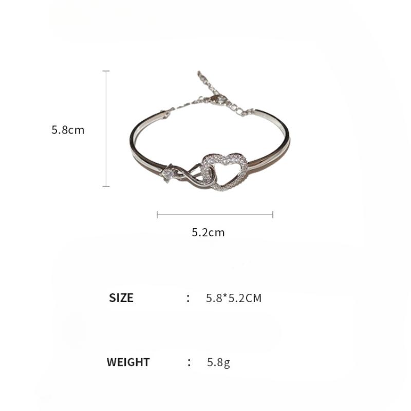 GemChic Women's Bracelet Exquisite Hollow Zircon Love Open Bracelet Couple Hand Jewelry Female Birthday Christmas Jewelry Gift
