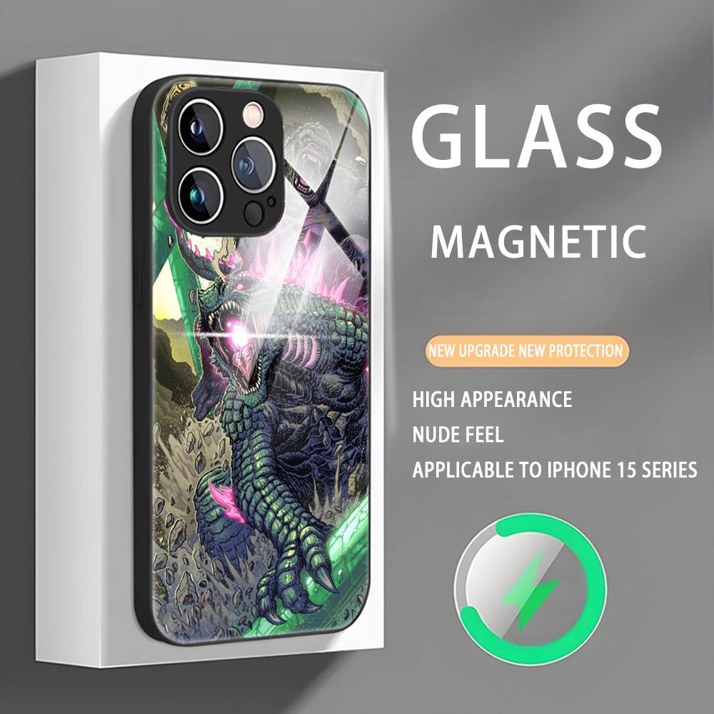 Anime G-GodzillaS Monsters Phone Case For iPhone 16 15 14 13 12 11 X XR XS 8 Plus Mini Pro Max Glass Magnetic Phone Case
