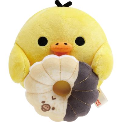San-X Rilakkuma "Rilakkuma X Mister Donut" Donut Rolling Plush Toy, Kiiroitori (Angel French) MV27301, H120 X W120 X D110mm
