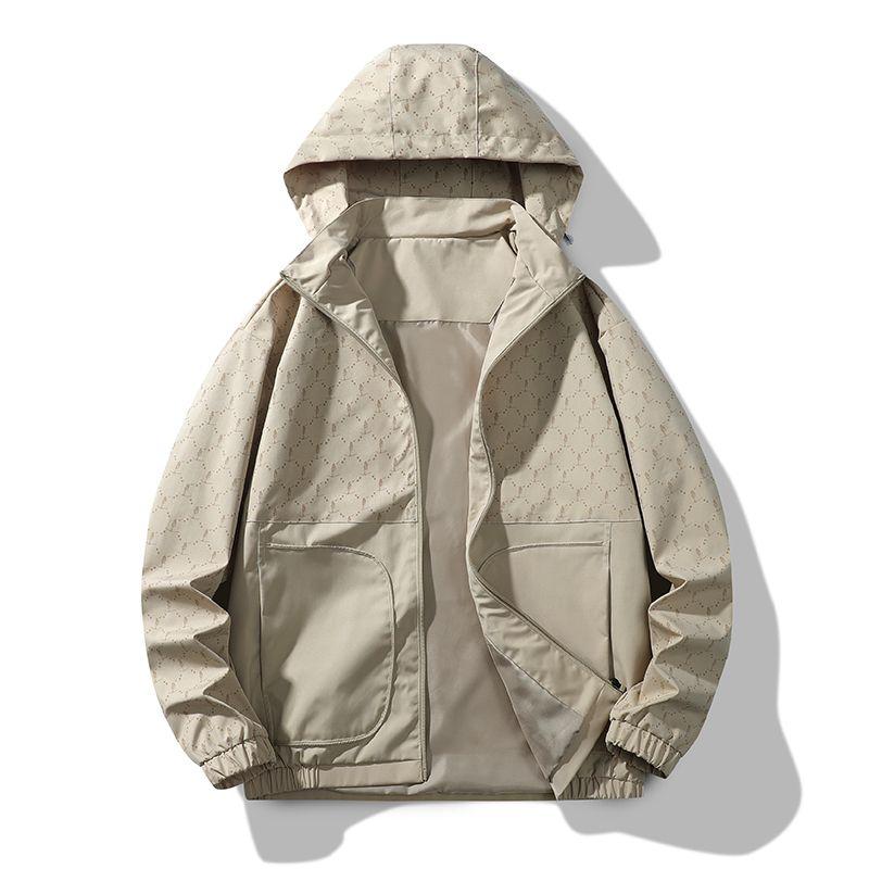 

Medm Beprp Detachable Hat Light Luxury Patchwork Jacket Boys Fashion Popular Outerwear Early Autumn High end Trench coat 2316 Khaki L(Recommend 60-67.5kg)