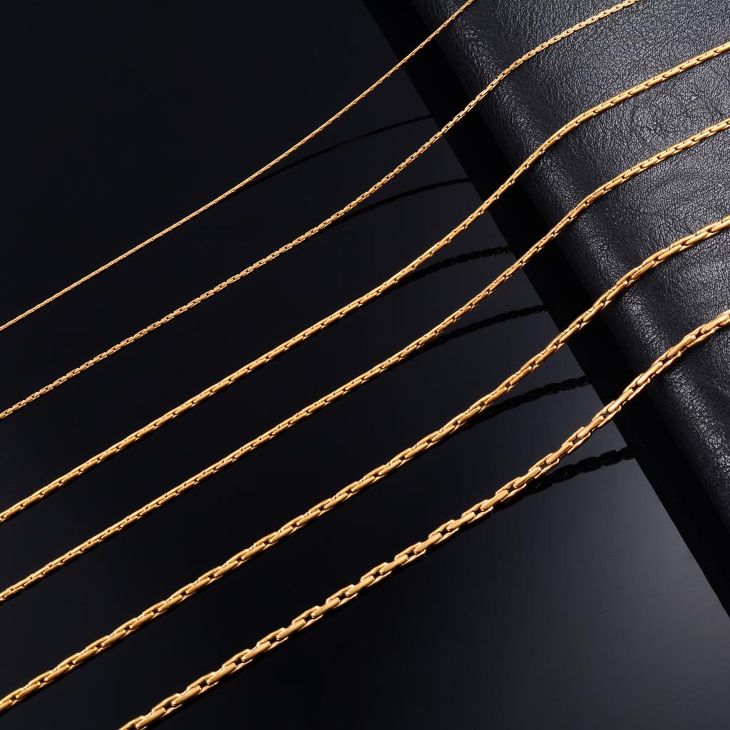 Gold Color Plated Thin Necklace Link Cable Chain 316L Stainless Steel Jewelry Accessories On Neck for Women Ladies Choker Gift
