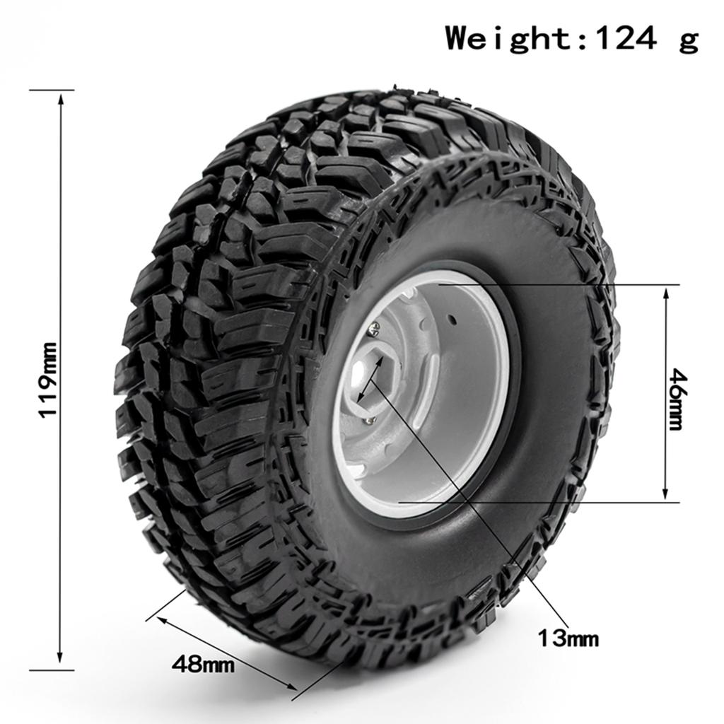 Car Tires with Wheel Rims Replacement for 1/10 Traxxas TRX4  Axial SCX10 90046 90047 CC10 RC Car