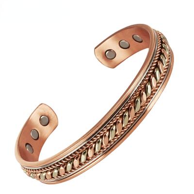 Pure Copper Bracelets Magnetic Twisted Adjustable 12mm Wide Open Cuff High Magnet Energy Bangles Resizable Jewelry Men