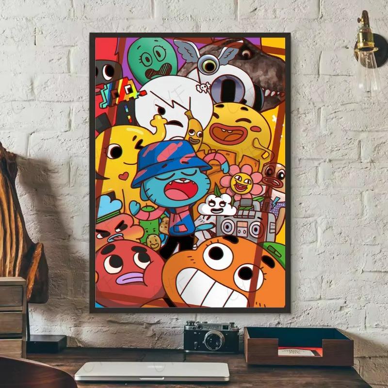 Fashion T-The Amazing World of Gumball Poster HD Art Sticky Wall Waterproof Home Living Room Bedroom Bar Aesthetic Decoration