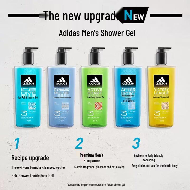 Adidas Men's 3-in-1 Body, Hair & Face Wash - Passion