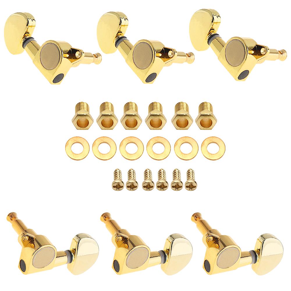 6pcs 40 / 41 Inch Folk Guitar Tuning Pegs 3R+3L All Closed Machine Heads Tuners Gold Black Optional