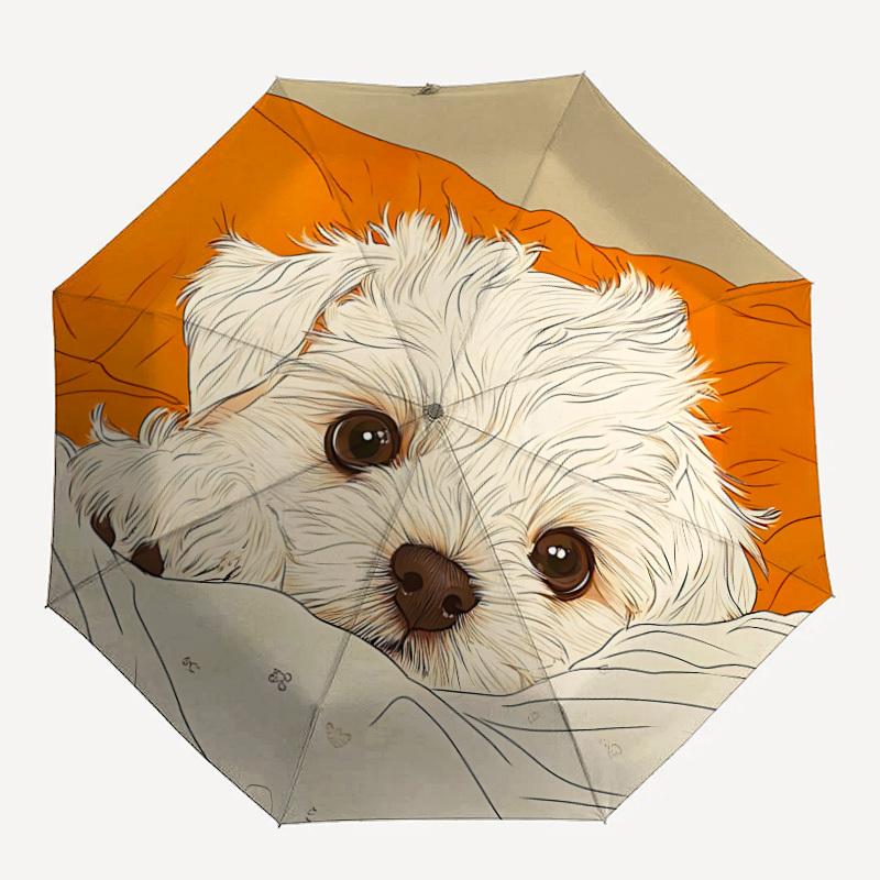 

1pc Puppy Dog Fashionable Automatic Opening/Closing Folding Umbrella with 8 Bones, Windproof Portable, Daily Use054