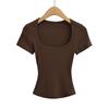 2024 Retro Slimming Women's Horseshoe Collar Tee