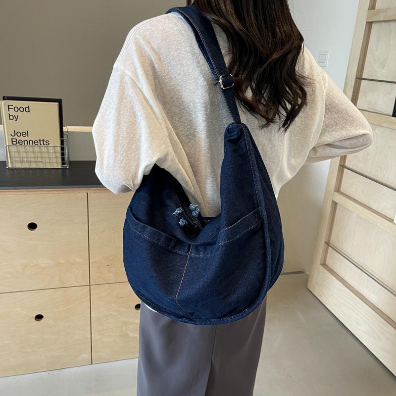 Denim Bag Women Tote Bag Student Class Large Capacity Shoulder Bag Crossbody Bag