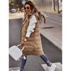 Women's Long Winter Coat Vest With Hood Sleeveless Warm Down Coat With Pockets Quilted Vest Down Jacket Quilted Outdoor Jacket