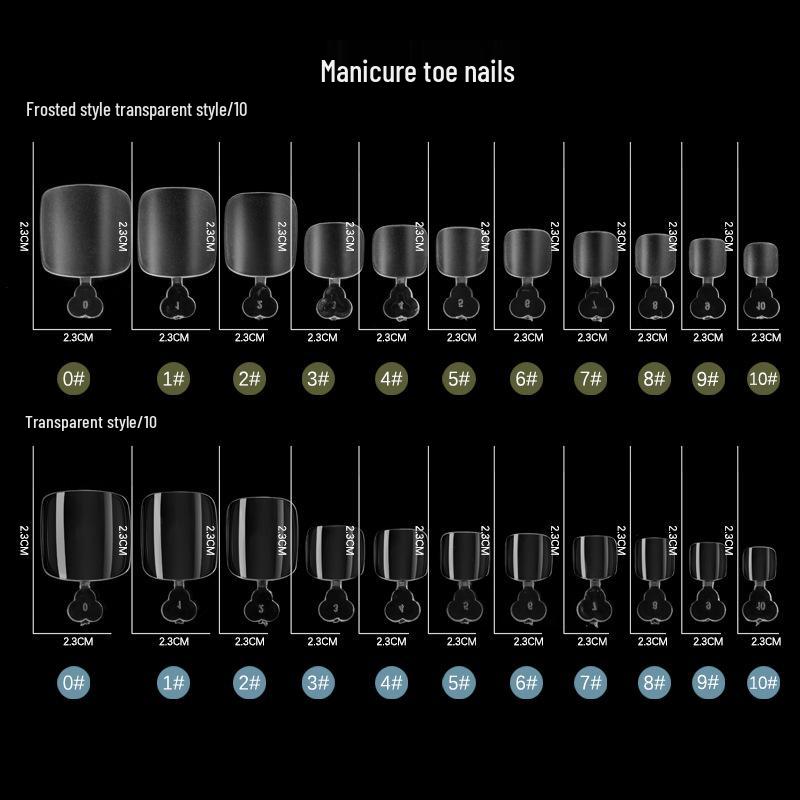 550pcs Foldable Transparent False Toenail Tips - Full Cover Frosted Design