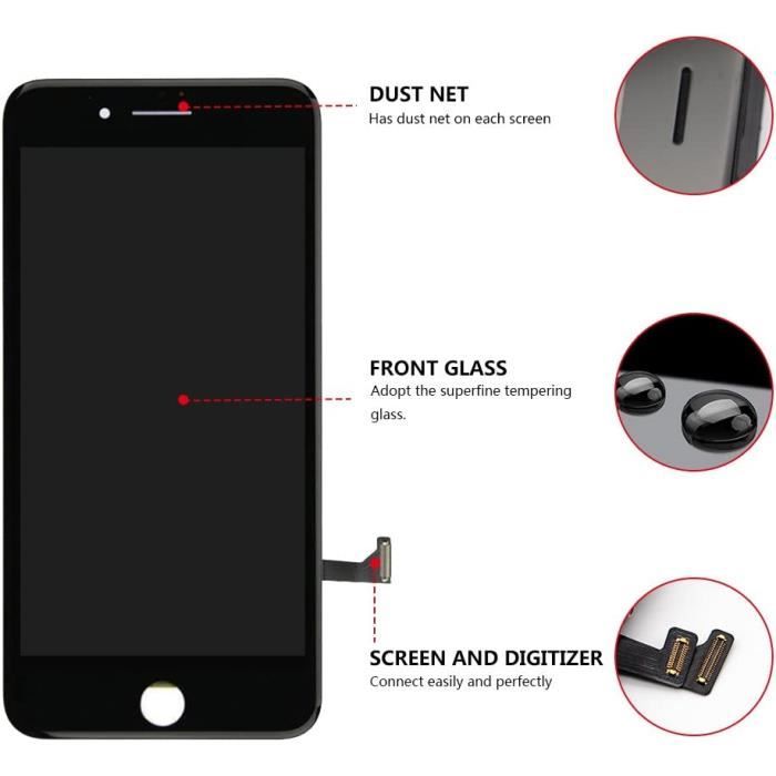 Écran de Remplacement - iPhone - 7 - Noir - 3D Touch - LCD Tactile Complet