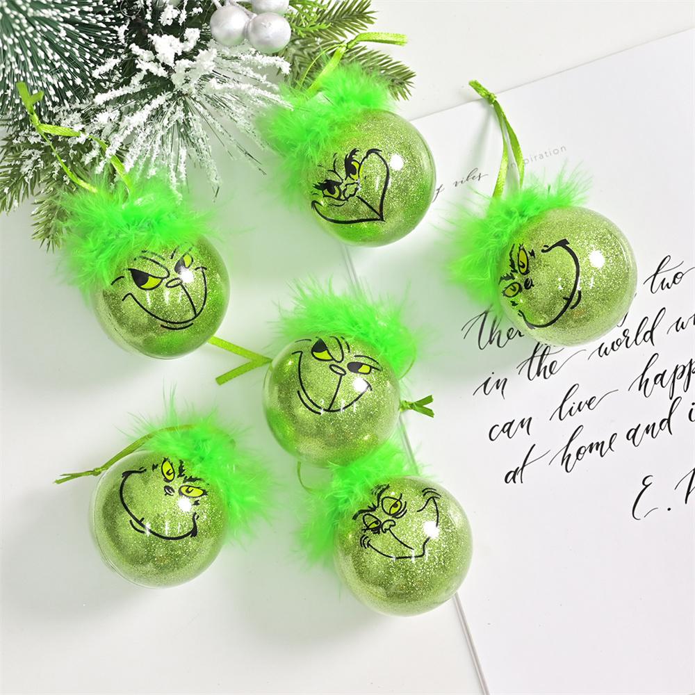 

Cute Green Elf Christmas Tree Ornaments Xmas Balls & Fuzzy Hair Christmas Decor