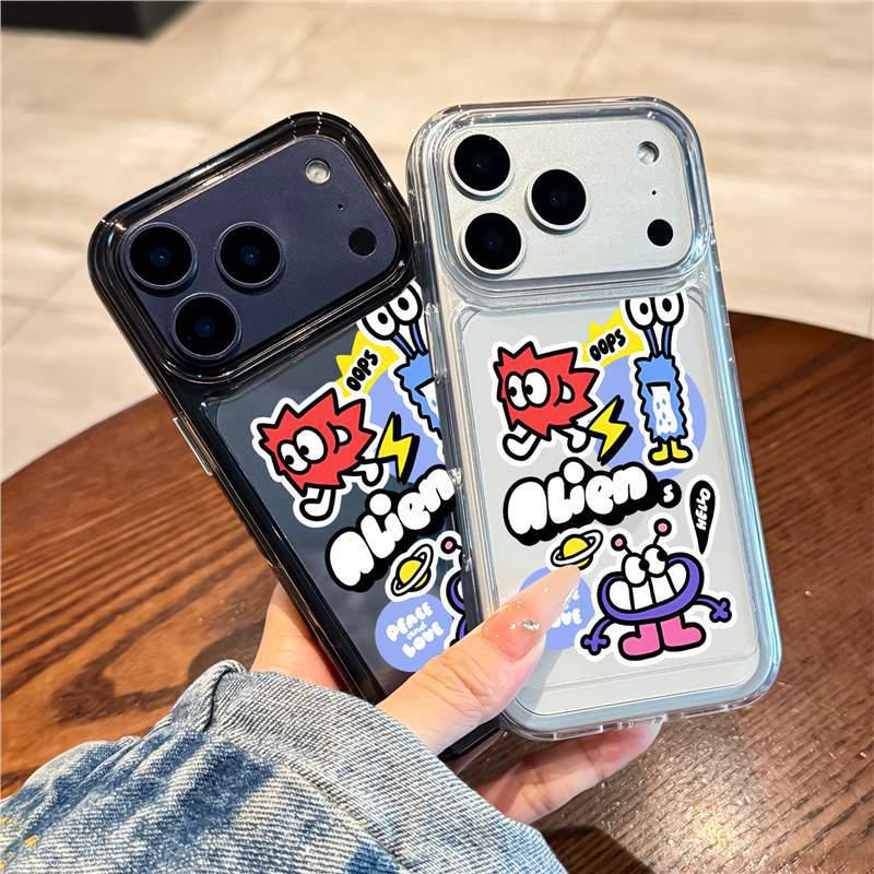 Elegant Cartoon Animal Sticker Phone Case for iPhone 17 Pro and 16 Pro