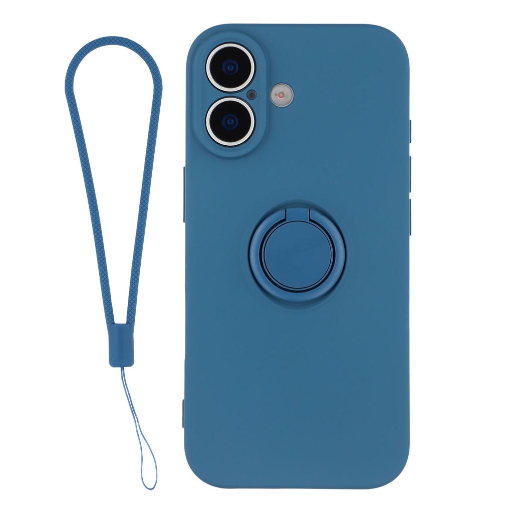 For iPhone 17 Silicone Case with Strap Ring Kickstand Phone Cover