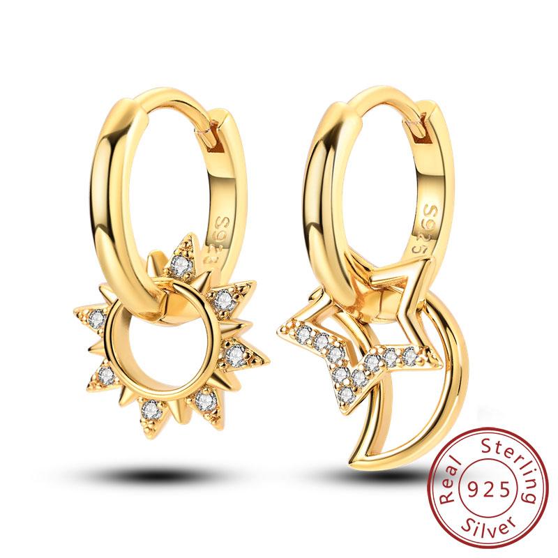 S Copper Hoop Earring Sparkling Star Moon U Heart Shaped Butterfly Earring For Women Party Wedding Jewelry