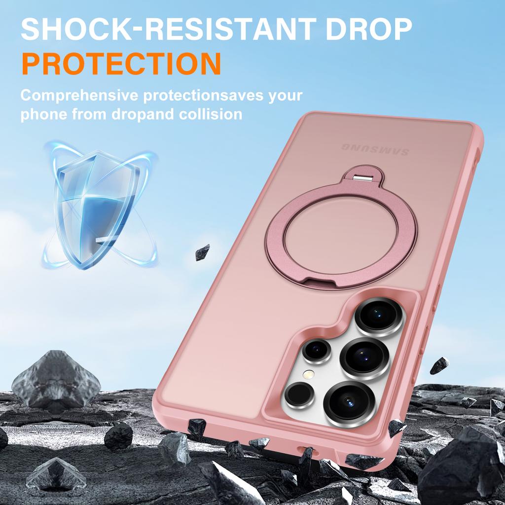 For Samsung Galaxy S25 Ultra Magnetic Case Kickstand TPU PC Shockproof Phone Back Cover