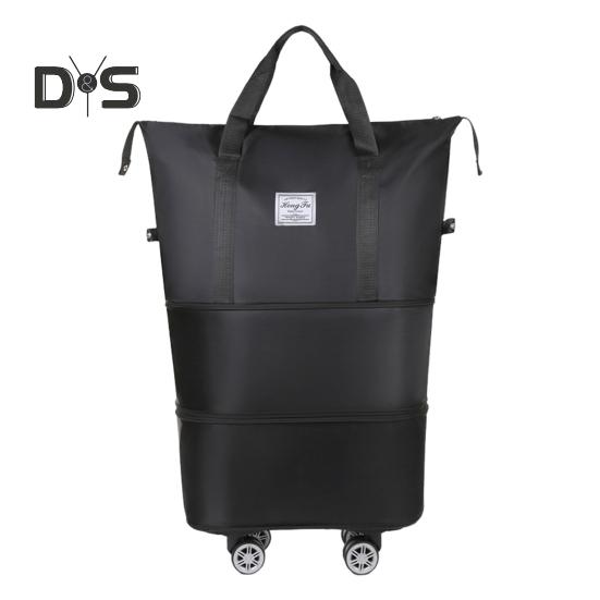 

Чемодан-дорожная сумка с возможностью расширения, водонепроницаемый, устойчивый к разрывам, с несколькими отделениями, большой вместимостью, универсальная багажная сумка на колесиках чёрный