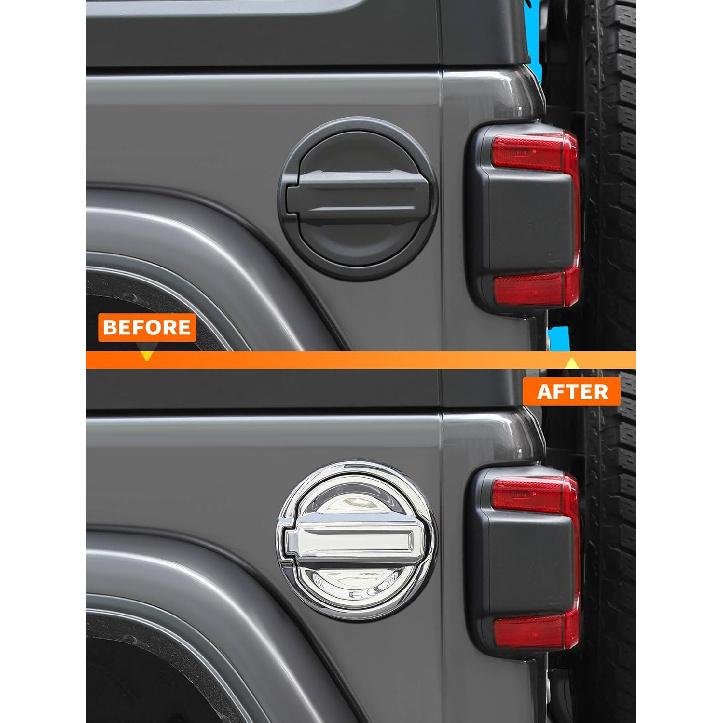 Savadicar Chrome Fuel Door Trim for Jeep Wrangler JL JLU 4xe & Gladiator JT 2018-Present – Exterior Gas Cap Accent Styling Cover Accessory