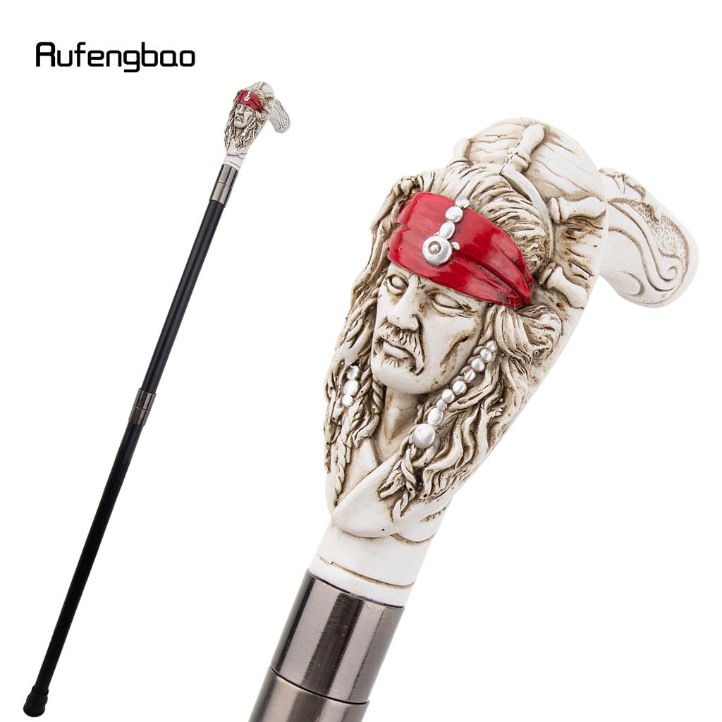 Red Resin Feather Skull Head Walking Cane Fashion Decorative Steel Stick Gentleman Elegant Cosplay Cane Knob Crosier 98cm