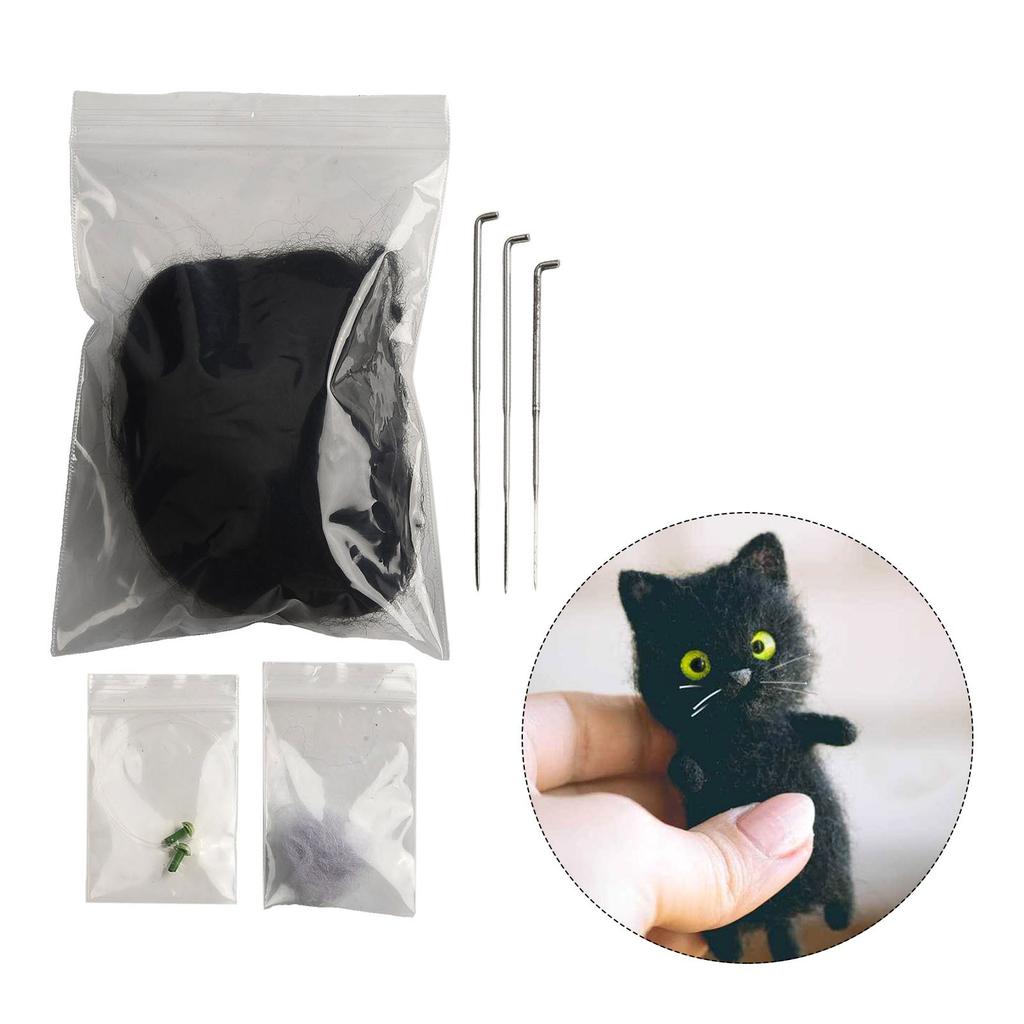 DIY Cat Wool Felt Craft Material Pack Child Handmade Doll Needle Felting Kit