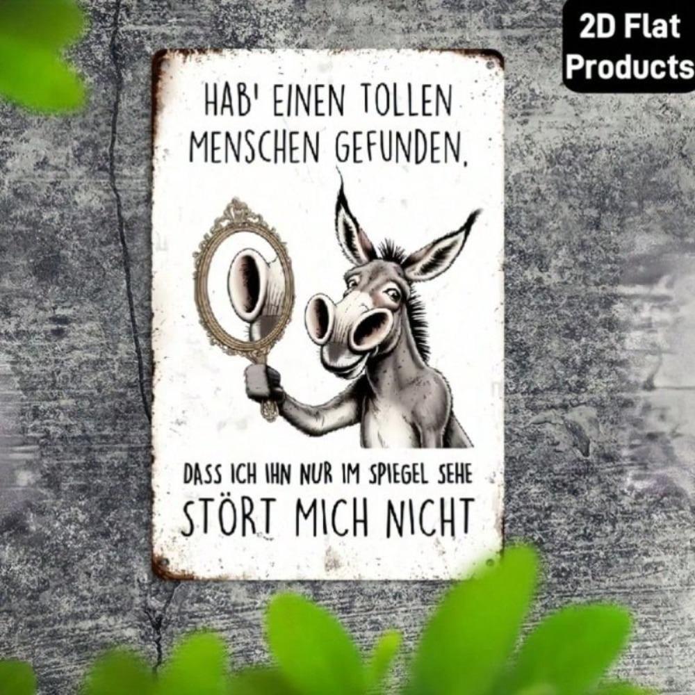 Vintage Metal Poster Esel Sign Funny German Saying for Home Bar Wall Decor