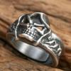 Double Dragon Hooded Skeleton Male Open Ring Q Version Cute Little Devil Punk Ring Single Ring Dark
