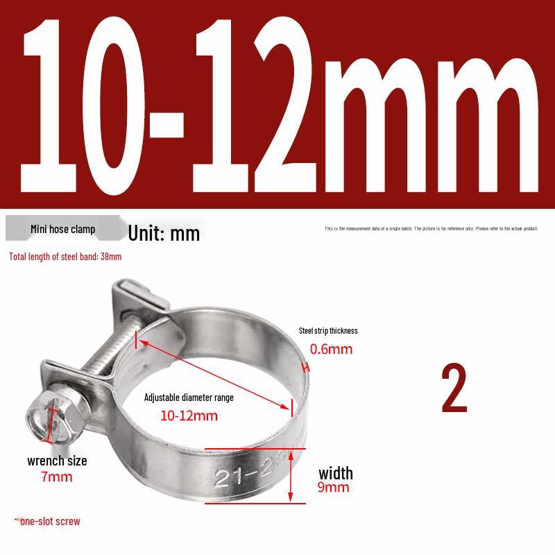 304 Stainless Steel Mini Hose Clamp for Water Pipes, Screw-Tightened Band Clip