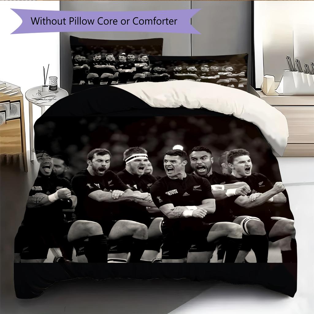 Ropa de cama con patrón de Rugby de los All Blacks Decoración del hogar Regalo de Cumpleaños (1 * funda nórdica + 2 * fundas de almohada, sin núcleo)