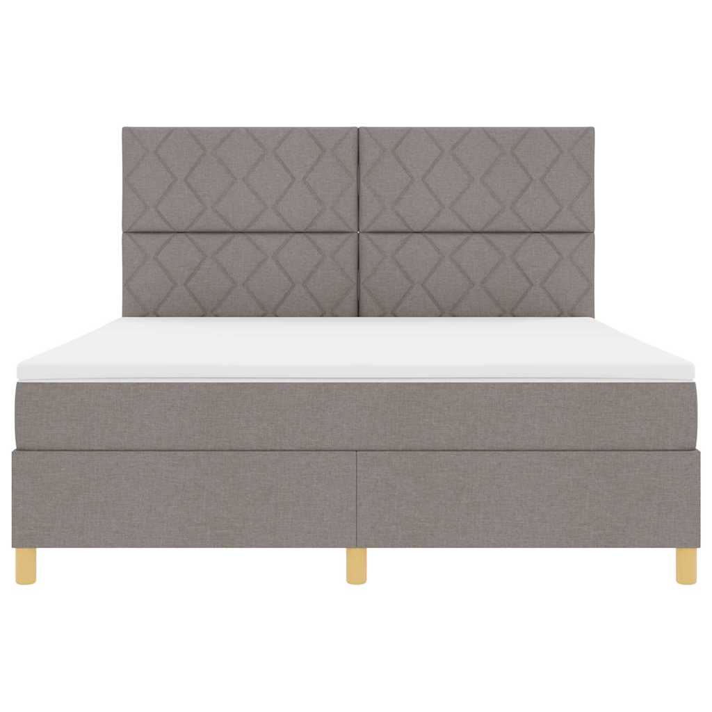 LED Boxspring Bed with Headboard Taupe 180 X 200 Cm Fabric