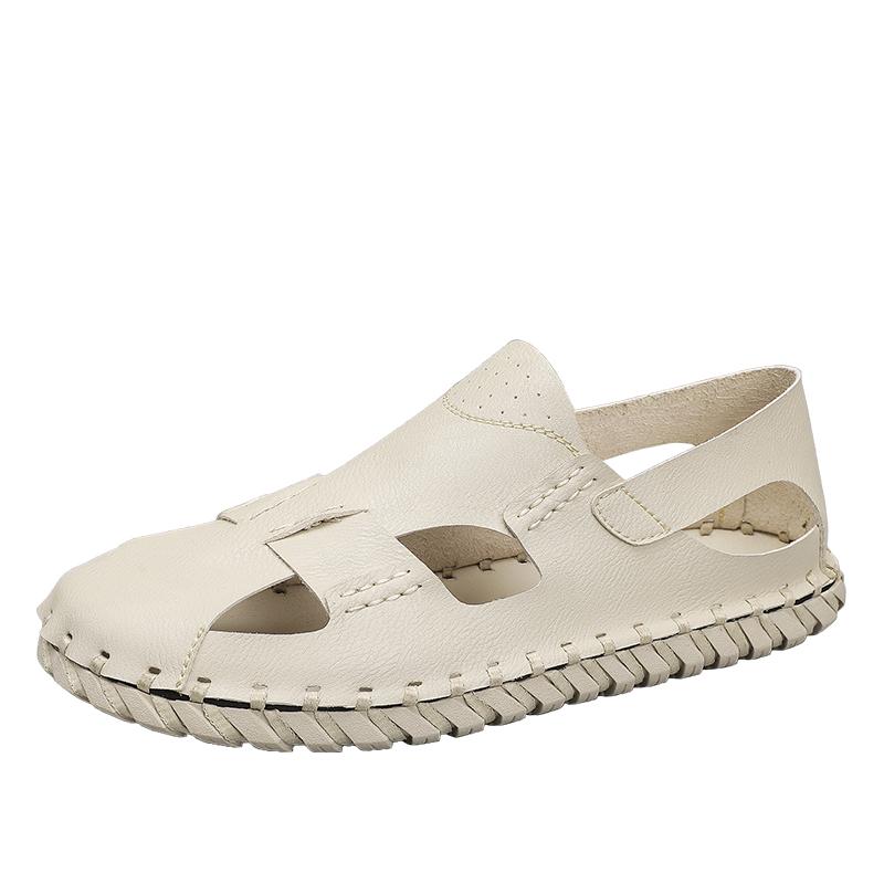 Mode Strandurlaub Herren Sandalen Echtes Leder Rindsleder Gladiator Römer Herren Fahrsandalen Outdoor Weich Waten Wanderschuhe Sandalen