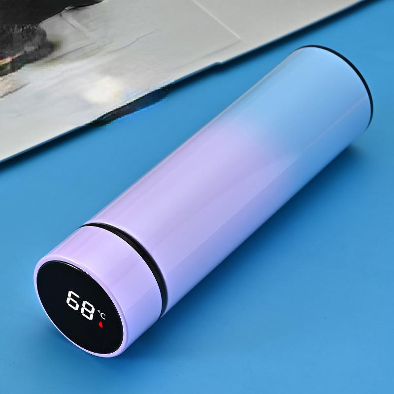 Taza de aislamiento térmico de paja de rebote de acero inoxidable 304, creativa, inteligente, 500ml, taza de agua para niños, taza de Color degradado