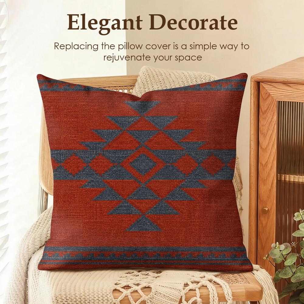 Navajo Print Pattern Cushion Cover Natural Linen Organic Fabric DoubleSided Printing Sofa Home Decor Gift Pillow Case