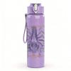 1PC Faint abstract floral sketch print 750ml colorful plastic sports water bottle leakproof pop up lid with straw for outdoor work home use
