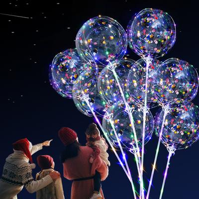5/10 Peças Balão Bobo Luminoso Transparente Balões LED que Acendem Hélio Balões Piscantes para Festa Aniversário Casamento