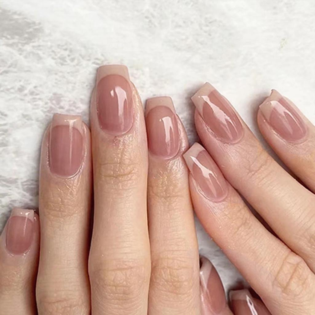 Square Fake Nails for Women Gentle Nude Fake Nails Removable False Nails for Women and Girls Gift