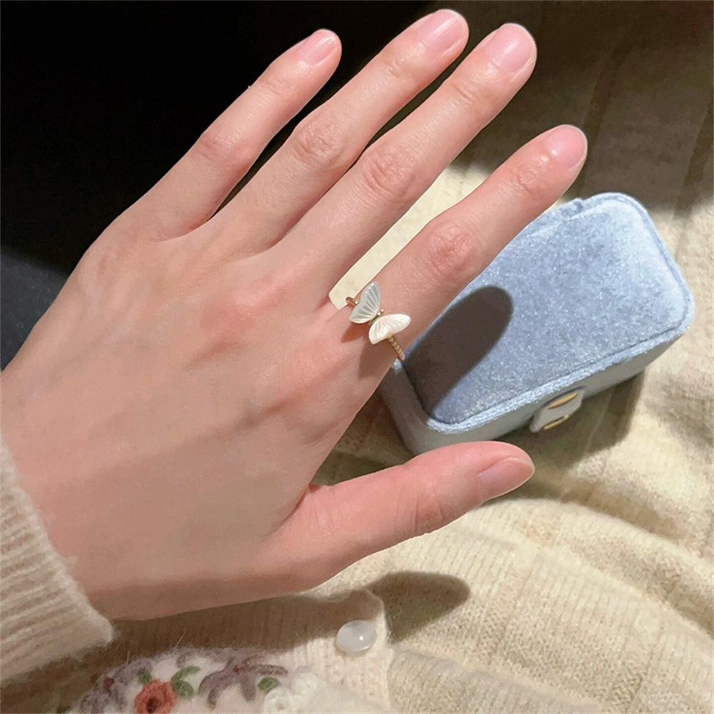 Color Enamel Fritillary Butterfly Ring Women's Open Index Finger Ring New Products