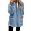 Fall Casual Oversized Fleece Hoodie Women Long Sleeve Zip Up Pullover Hooded Sweatshirt Jacket