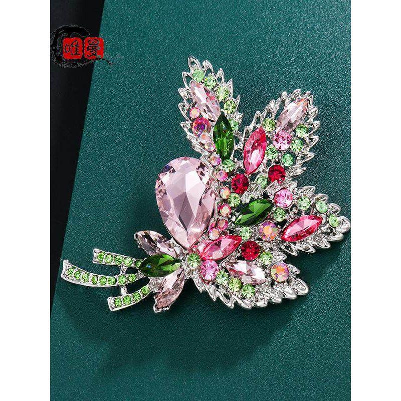 Diamond-Encrusted European and American-Style Exaggerated Flower Cardigan Women's Large Brooch