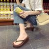 Fashion High Heels Clip On Sandals Summer Thick Soled Beach Anti Slip Slope Heel Flip Flops Womens Outdoor Wear Simple Beach Women Shoes