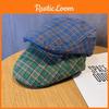 Retro Plaid Beret Hat With Sunshade For Womens Casual Streetwear