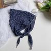 Triangle Scarf Scarf Female Retro Literary Floral Cotton and Linen Neck Protector Decorative Pearl Small Pendant Small Scarf Headband