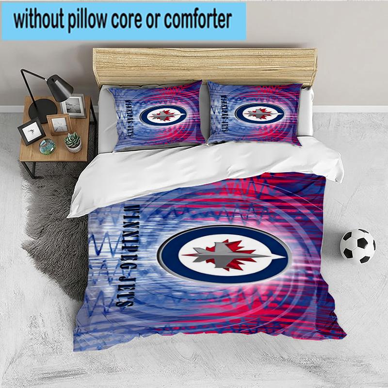 Jets Hockey Team 3PCS Bedding set,Ideal for 1pc Duvet Cover And 2pcs Pillowcases Perfect for Fan gift,Ideal for Bedroom, Dormitory