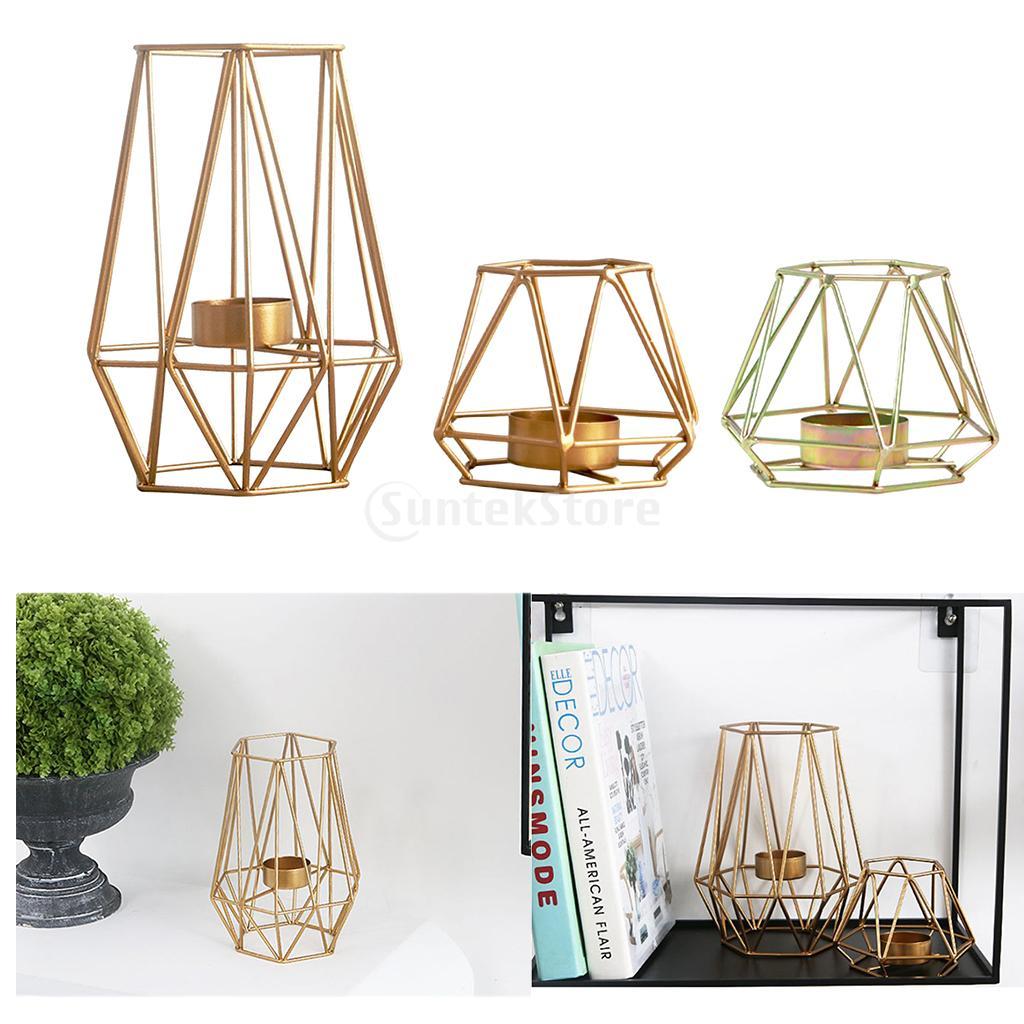 3D Geometric Iron Art Candle Holder Modern Votive Candle Stand Tea Light Decor for Wedding Centerpiece